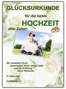 Urkunde Grüne Hochzeit - DIN A4, grüne Farbe mit Paar